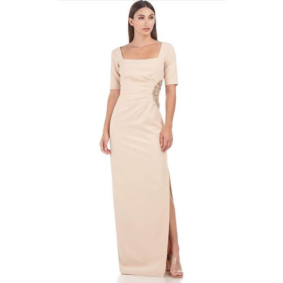 JS Collections Ashley Draped Column Gown Women's 14 Champagne Maxi. 17 - Picture 1 of 15